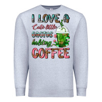 Heather Grey I Love A Cute Little Cactus Holding Coffee Premium Sweatshirt - FaDigitalArtStudio