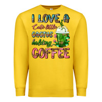 Lemon I Love A Cute Little Cactus Holding Coffee Premium Sweatshirt - FaDigitalArtStudio