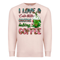 Pale Pink I Love A Cute Little Cactus Holding Coffee Premium Sweatshirt - FaDigitalArtStudio