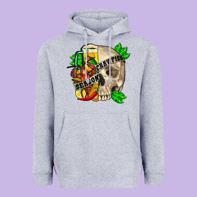 Skull Crawfish Season Heavyweight Hoodie Designed By Fadigitalartstudio