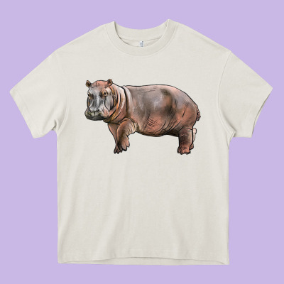Hippopotamus Heavy Core Tee Designed By Lillyallendesigns
