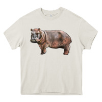 Cream hippopotamus Heavy Core Tee - LillyAllenDesigns