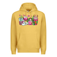 Antique Gold pink christmas snowman coffee cups Premium Hoodie - OliviaCreatesArt