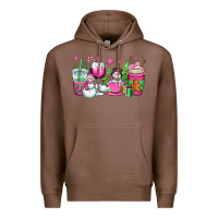 Chestnut pink christmas snowman coffee cups Premium Hoodie - OliviaCreatesArt