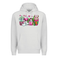 Dove Grey pink christmas snowman coffee cups Premium Hoodie - OliviaCreatesArt