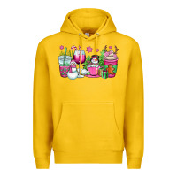 Lemon pink christmas snowman coffee cups Premium Hoodie - OliviaCreatesArt