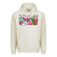 Oatmeal Heather pink christmas snowman coffee cups Premium Hoodie - OliviaCreatesArt