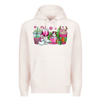 Pale Pink pink christmas snowman coffee cups Premium Hoodie - OliviaCreatesArt