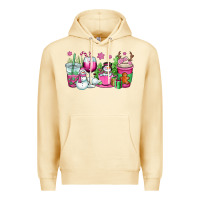 Pina Colada pink christmas snowman coffee cups Premium Hoodie - OliviaCreatesArt