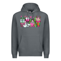 Rock pink christmas snowman coffee cups Premium Hoodie - OliviaCreatesArt