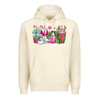 Sandshell pink christmas snowman coffee cups Premium Hoodie - OliviaCreatesArt