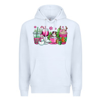 White pink christmas snowman coffee cups Premium Hoodie - OliviaCreatesArt