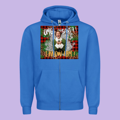 Omg Santa I Know Him Elf Zipper Hoodie Designed By Cowgirlartshop