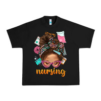 Black Messy Bun Nursing With Leopard Glasses Bbs Urban Heavy Tee - BundleAndBundleShop