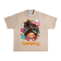 French Oak Messy Bun Nursing With Leopard Glasses Bbs Urban Heavy Tee - BundleAndBundleShop
