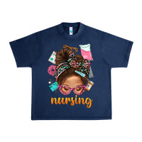 Navy Messy Bun Nursing With Leopard Glasses Bbs Urban Heavy Tee - BundleAndBundleShop