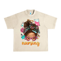 Sandshell Messy Bun Nursing With Leopard Glasses Bbs Urban Heavy Tee - BundleAndBundleShop