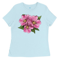 Baby Blue Wild Prairie Rose Illustrations Ladies Tee - LillyAllenDesigns