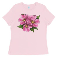 Bubblegum Pink Wild Prairie Rose Illustrations Ladies Tee - LillyAllenDesigns