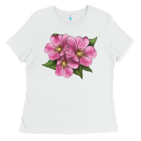 White Wild Prairie Rose Illustrations Ladies Tee - LillyAllenDesigns