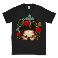 Black Messy Bun Mom Faith And Rose Classic Tee - BundleAndBundleShop
