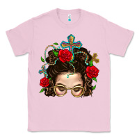Bubblegum Pink Messy Bun Mom Faith And Rose Classic Tee - BundleAndBundleShop