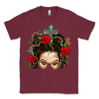 Burgundy Messy Bun Mom Faith And Rose Classic Tee - BundleAndBundleShop