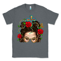 Charcoal Heather Messy Bun Mom Faith And Rose Classic Tee - BundleAndBundleShop