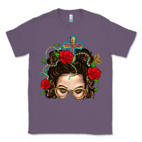 Lavender Messy Bun Mom Faith And Rose Classic Tee - BundleAndBundleShop