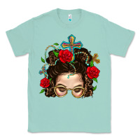 Seafoam Messy Bun Mom Faith And Rose Classic Tee - BundleAndBundleShop