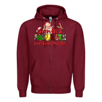 Burgundy santas favorite softball player Zipper Hoodie - CowGirlArtShop