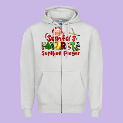Santas Favorite Softball Player Zipper Hoodie Designed By Cowgirlartshop