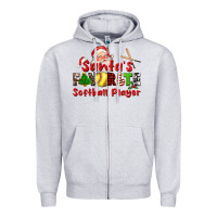 Heather Grey santas favorite softball player Zipper Hoodie - CowGirlArtShop