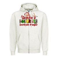 Oatmeal Heather santas favorite softball player Zipper Hoodie - CowGirlArtShop
