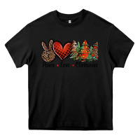 Black Peace love western christmas trees Heavy Core Tee - Jasminsmagicworld