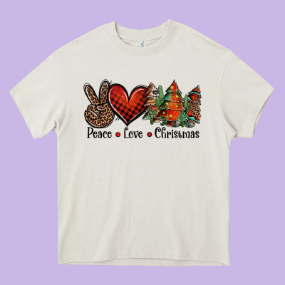 Peace Love Western Christmas Trees Heavy Core Tee Designed By Jasminsmagicworld