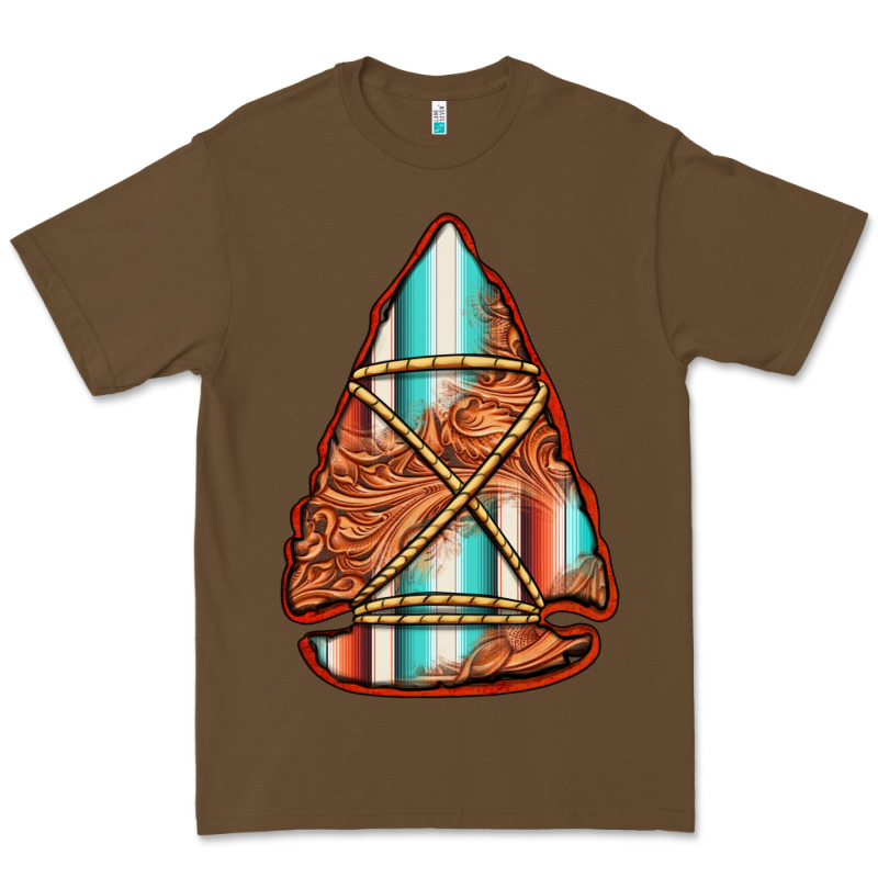 Turquoise Serape Tooled Leather Arrowhead Premium Tee by Jasminsmagicworld | Teevron