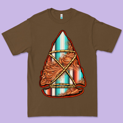 Turquoise Serape Tooled Leather Arrowhead Premium Tee Designed By Jasminsmagicworld