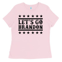 Bubblegum Pink let's go brandon black Ladies Tee - Jasminsmagicworld