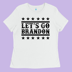 Let's Go Brandon Black Ladies Tee Designed By Jasminsmagicworld