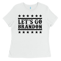White let's go brandon black Ladies Tee - Jasminsmagicworld
