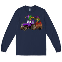 Navy mardi gras mask crawfish farm tractor Long Sleeve Tee - RanaPortraitStore