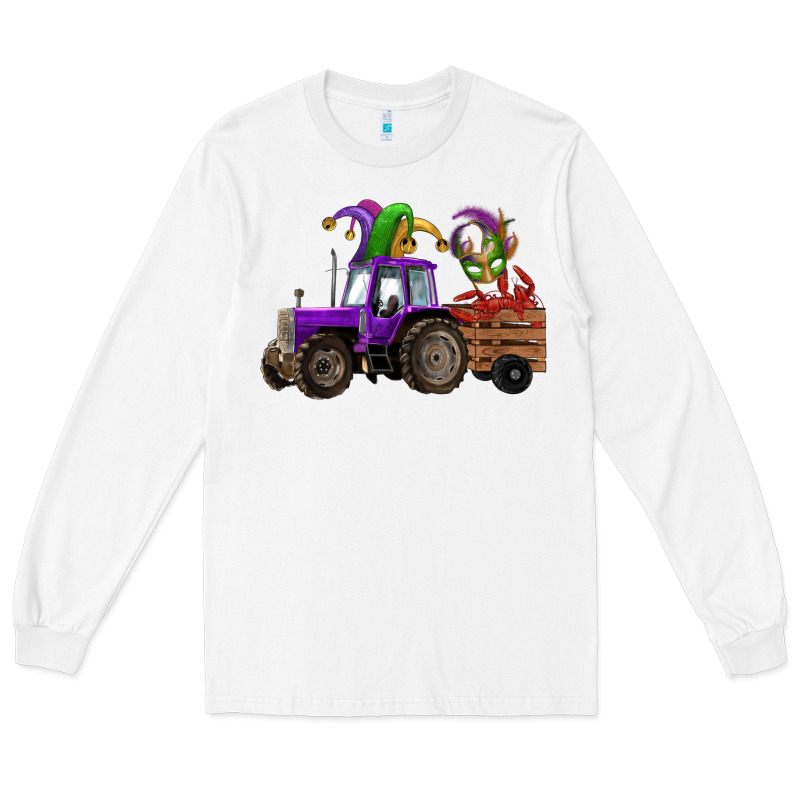 Mardi Gras Mask Crawfish Farm Tractor Long Sleeve Tee by RanaPortraitStore | Teevron
