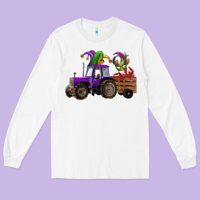 Mardi Gras Mask Crawfish Farm Tractor Long Sleeve Tee Designed By Ranaportraitstore