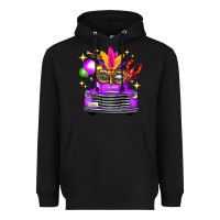 Black Mardi Gras Truck Leopard Mask Heavyweight Hoodie - FaDigitalArtStudio