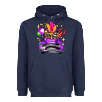 Navy Mardi Gras Truck Leopard Mask Heavyweight Hoodie - FaDigitalArtStudio