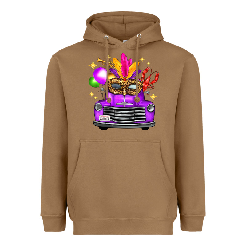 Mardi Gras Truck Leopard Mask Heavyweight Hoodie by FaDigitalArtStudio | Teevron