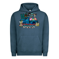 Pigment Midnight Navy Happy Easter  truck Urban Hoodie - CowhideDigitalArt
