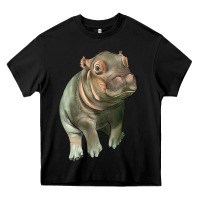 Black baby hippo Heavy Core Tee - LillyAllenDesigns