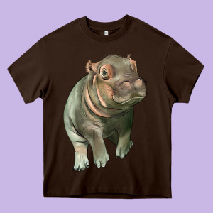 Baby Hippo Heavy Core Tee Designed By Lillyallendesigns